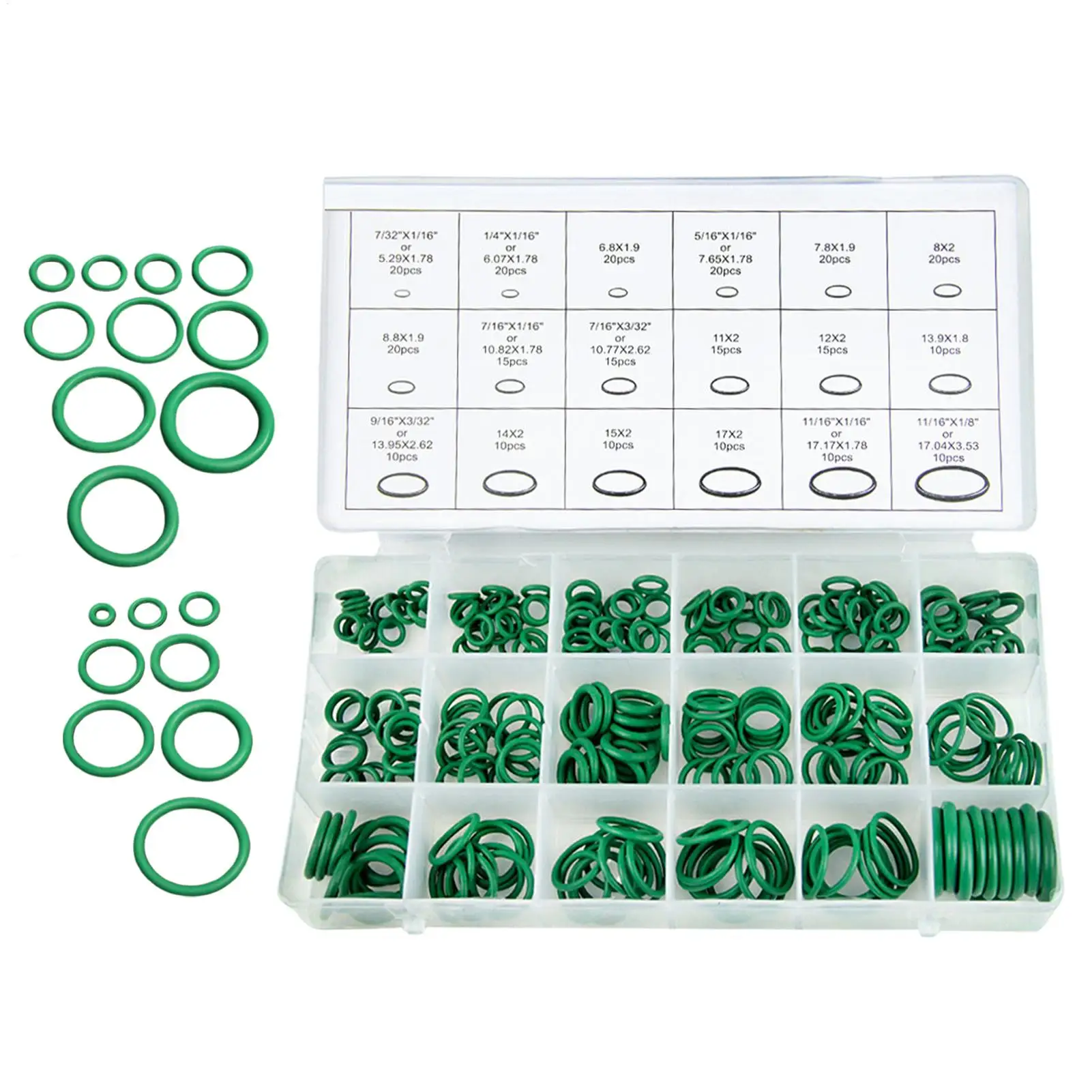 270Pcs AC O Ring Kit Rubber Seals Auto Repair Tools for Car RV Compressor Manifold Vacuum Engine Inverter Maintenance