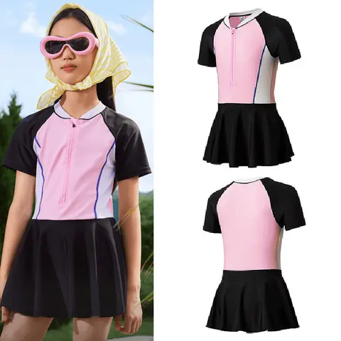 Trajes de baño de una pieza para niñas Traje de baño con falda para niñas de 4 a 12 años Traje de baño para niñas Deporte de playa UPF 50+ Protección solar UV