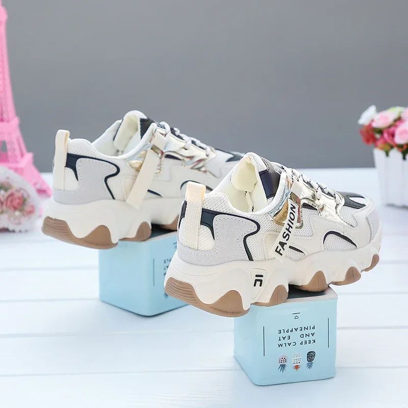 2023 Tennis Shoes for Women Light Breathable Female Sport Trainer Shoes Non-slip Basket Sneakers Lace-Up Casual Platform Shoes