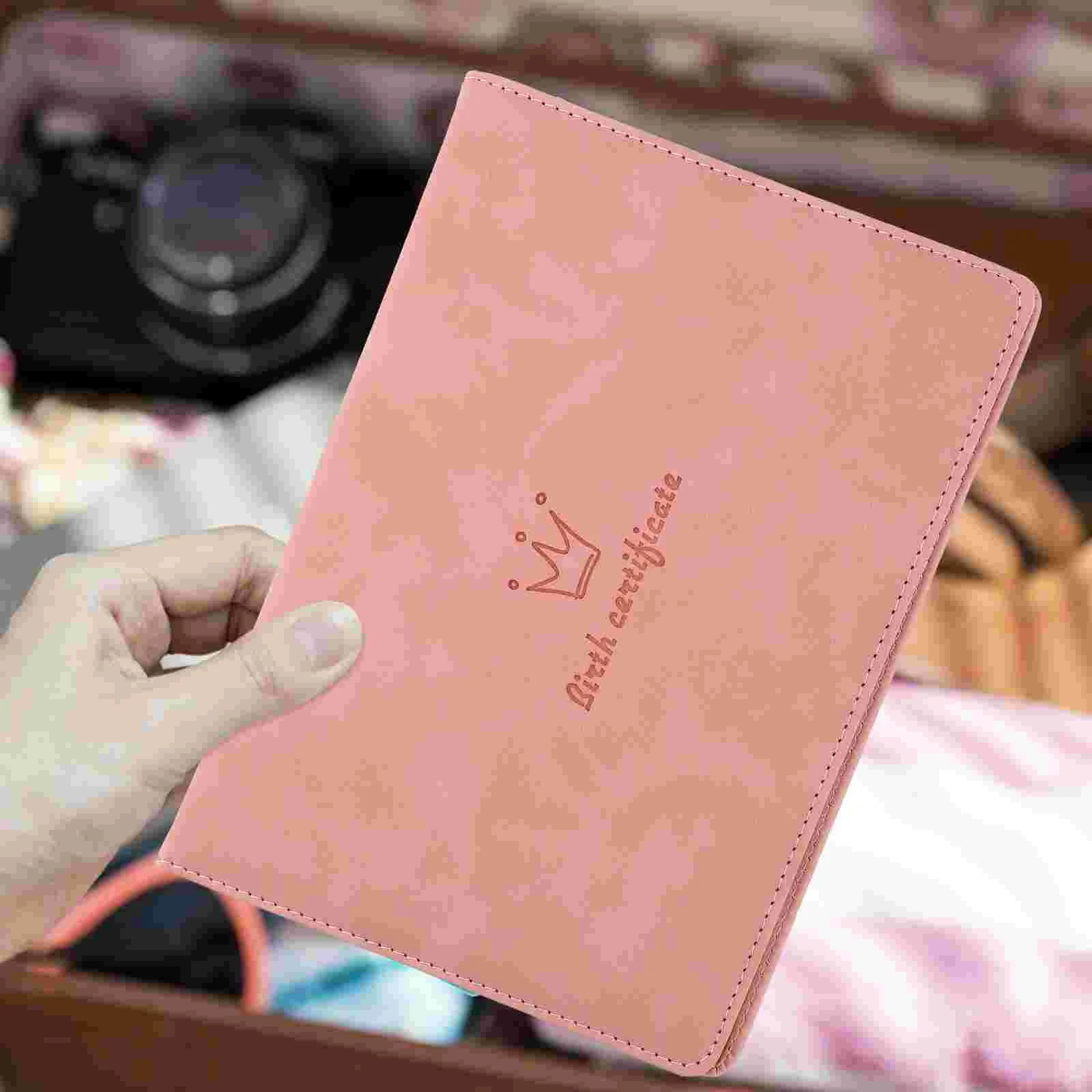 Birth Certificate Cover Sleeve Folders Storage Case Pink for Important Document Organizer Baby