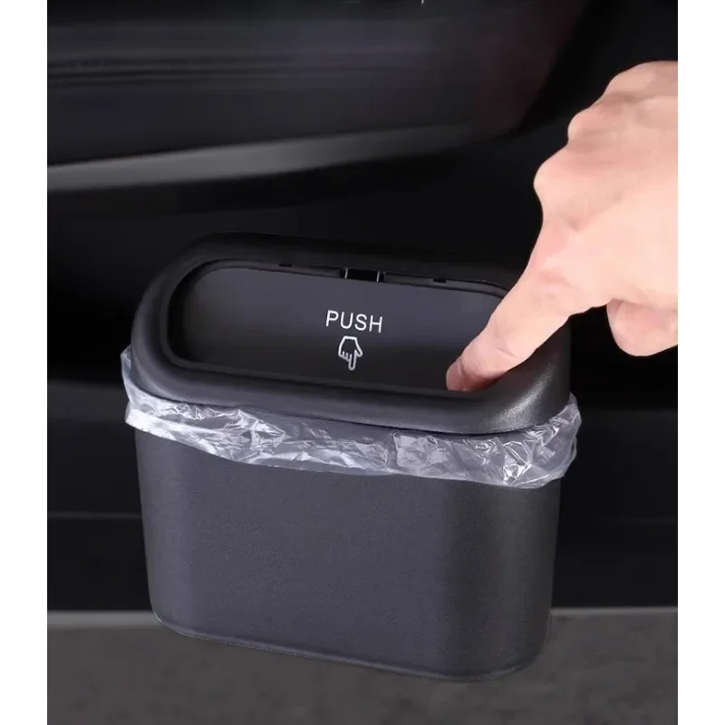 Car trash can door side hanging storage bucket with cover mini storage bag Multi-functional seat back storage box for car