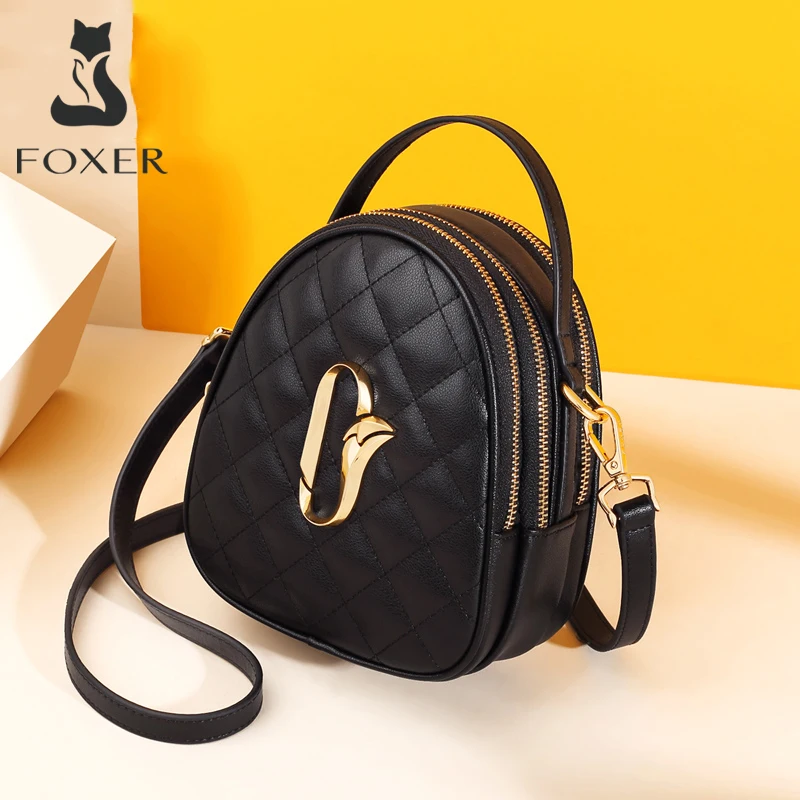 

FOXER Split Leather Women's Crossbody Bag 2026 New Chic Lady Cellphone Bag Mini Leisure Shoulder Handbag Purse Gift for Girls