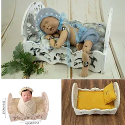 Newborn Photography Props Small Bed Newborn Small Wooden Bed Full-moon Baby Photo Hollow Bed Posing Props For Studio