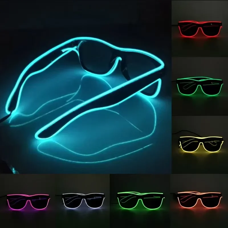 New Flashing Glasses EL Wire LED Glasses Glowing Halloween Party Supplies Lighting Novelty Gift Bright Festival Glow Sunglasses