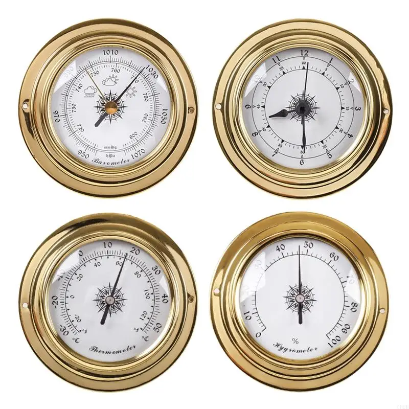 

4pcs/set Thermometer Hygrometer Barometer Watch Clock for Shell Marine for Weather Station 4 Inch