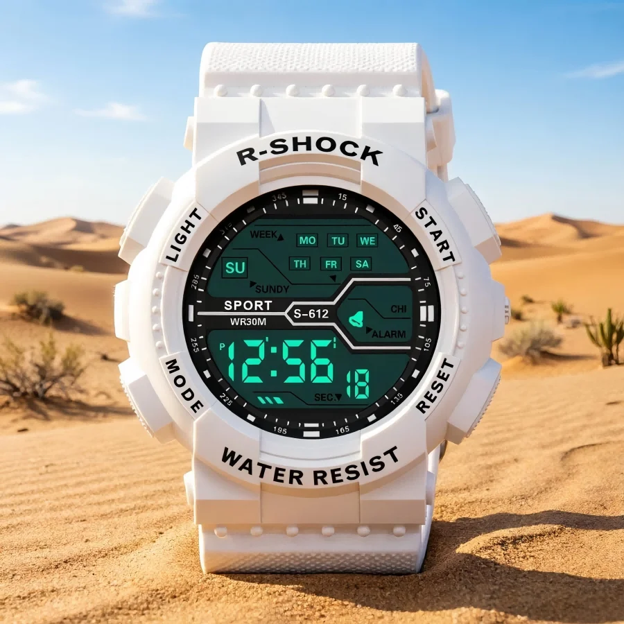 

Цифровые часы, спортивные светодиодные наручные часы, мужские водонепроницаемые часы с защитой от воды до 30 м, цифровые часы со световым секундомером для мужчин, студентов, подростков