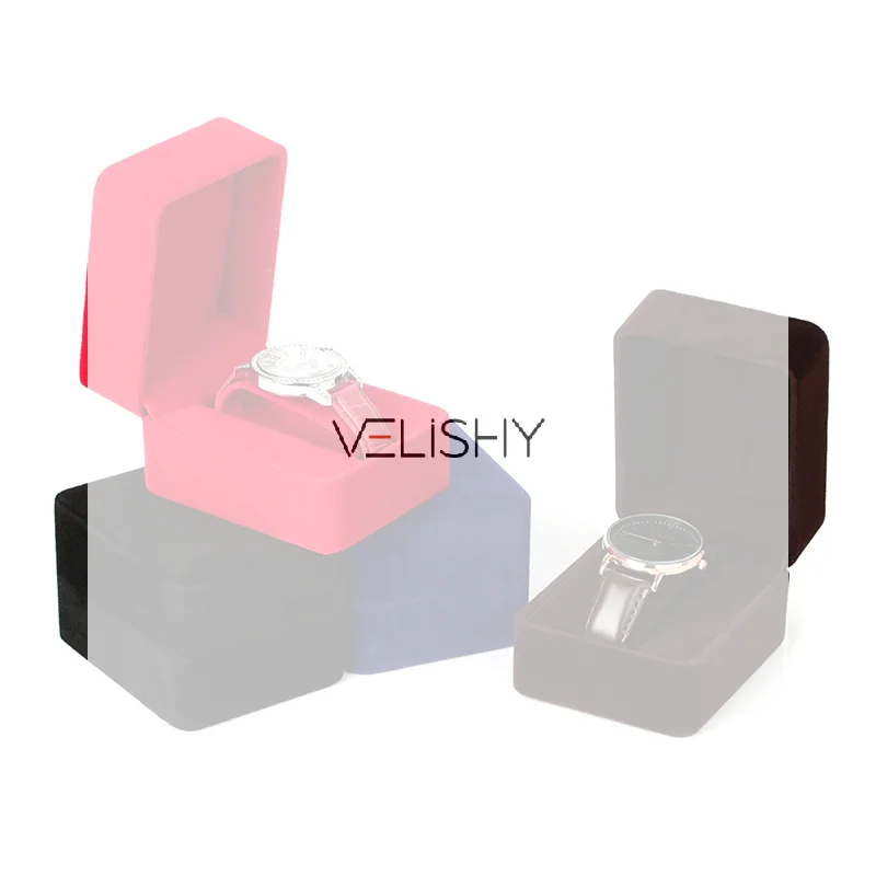 Fashion Velvet Round Corner Smartwatch Clock Storage Case Jewelry Accessories Business Packaging Boxes Watch Box