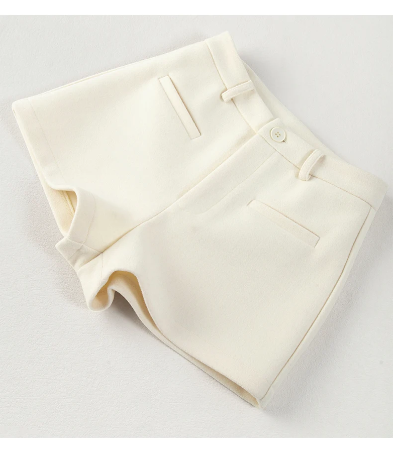 Heiße Mädchen-Shorts aus Wollmischung, elegante, hochtaillierte, schmale A-Linien-Shorts, stylisch, sexy, ultrakurz für Herbst und Winter – Detail 10