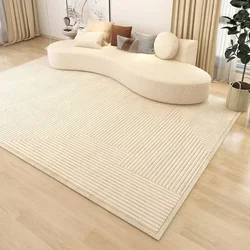 Living Room Carpet Large Area Non-slip Carpets Beige Bedroom Bedside Floor Mat Stripe Minimalist Style Home Decoration Rug 거실 카펫