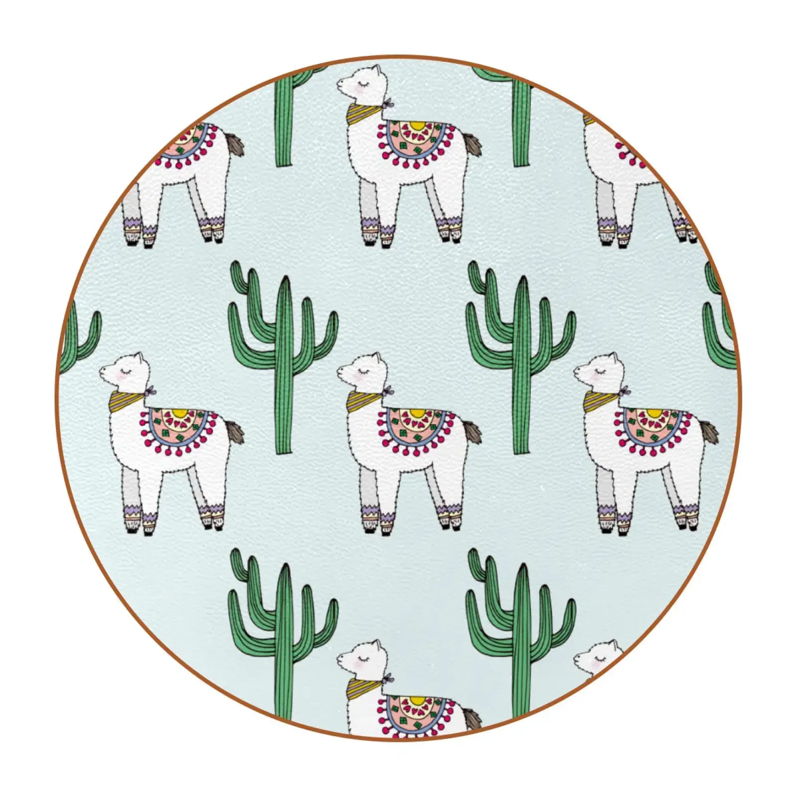 Cartoon Lama Alpaca Ceramic Coasters for Drinks Round Absorbent with Holder for Kinds of Mugs Coasters for Home Bar Set of 1