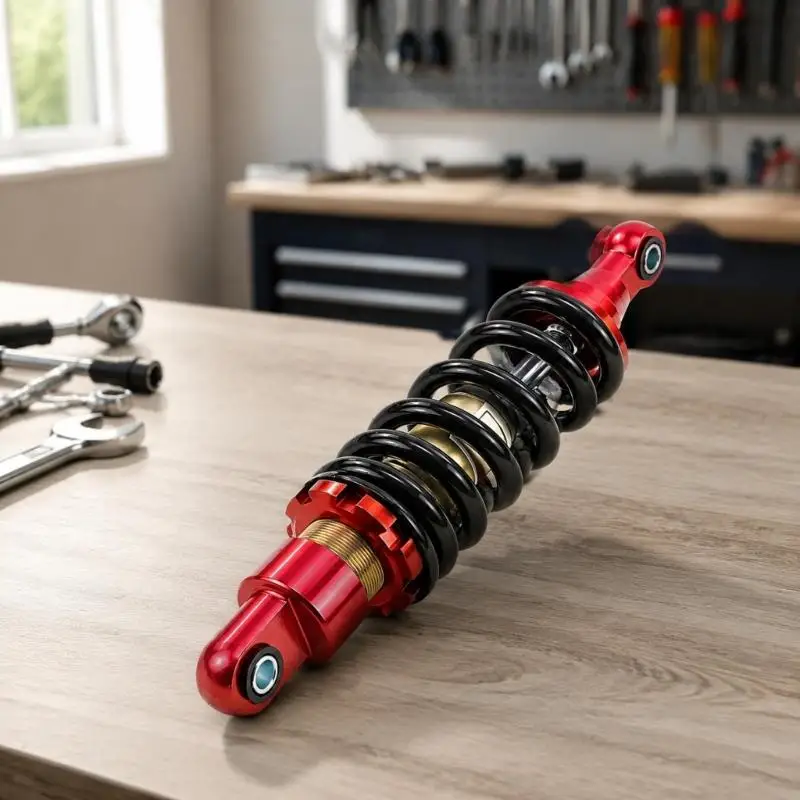 M76E Red and Black Motorcycle Suspension Damper with Metal Spring Structure for Matched Suspension Repair, Maintenance, and