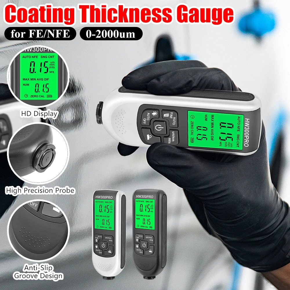 

0-2000um High-precision Coating Thickness Gauge Digital Display Car Paint Film Tester for Automobile Car Paint Tester for Fe/nfe
