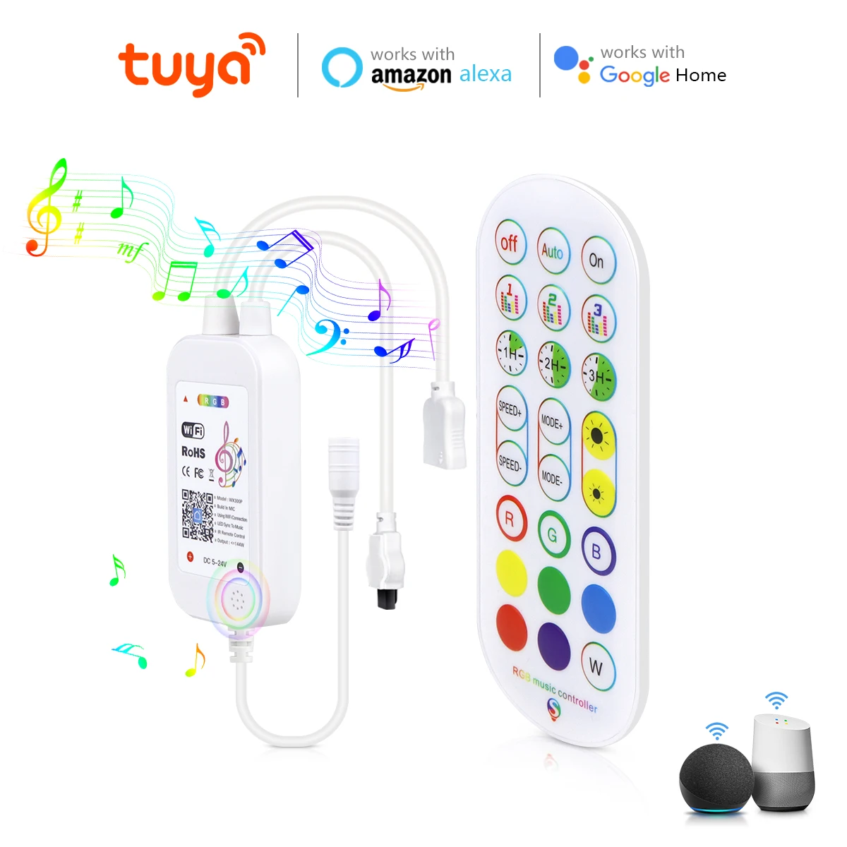 Inteligentne oświetlenie listwy RGB LED Tuya Wifi kontroler Rgb 5V-24V wbudowany mikrofon synchronizacja muzyki z Alexa Google Home