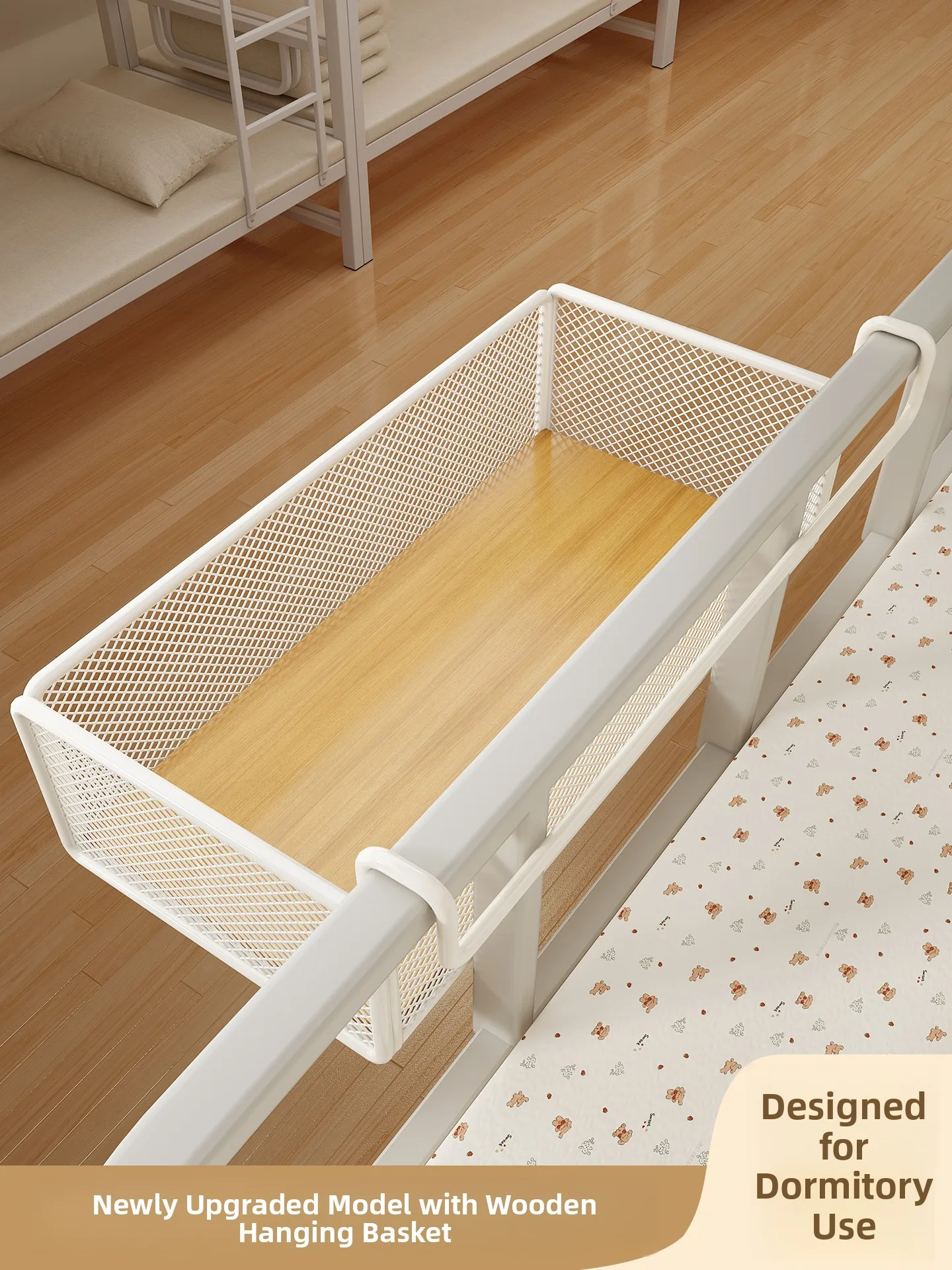No-Drill Adjustable Bedside Storage Rack Student Dormitory Shelf Snack Holder Simple Metal Organizer for Books And Miscellane...
