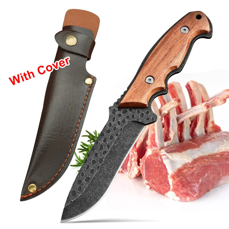 Utility Knife Stainless Steel Kitchen Knife Cleaver Meat Fish Fruit Steak Knife Wood Handle Boning Butcher Chef Cooking Knives