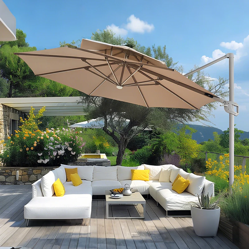 Outdoor Luxury Modern Patio Parasol Square Cantilever 2m 6.5ft Aluminum Sunproof Shade Garden Waterproof Roman Courtyard