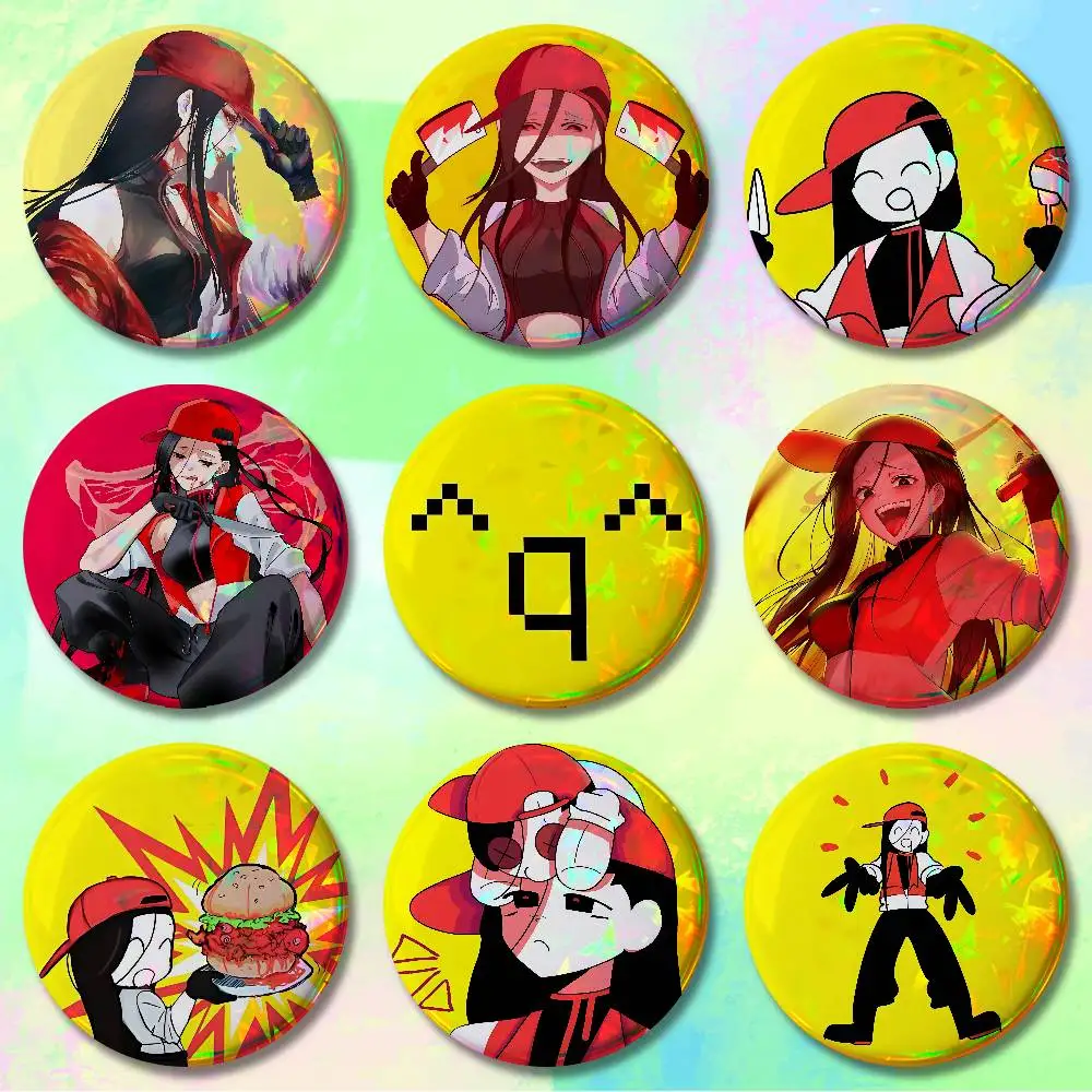 Y-Yi Xi Singer M-Meat Girl 32mm 58mm 75mm 44mm 25mm Anime Badges Brooches DIY Pins Decorations Birthday Gifts