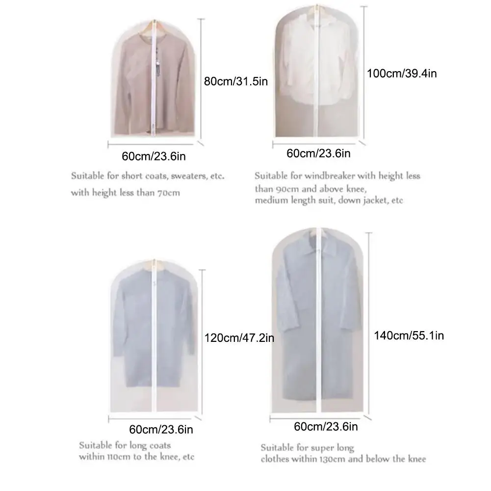 Clothing Dust Cover Fully Enclosed Clothes Cover With Zipper Clothes Bags Hanging Wrinkle Resistant Clothes Storage Bag 1pc