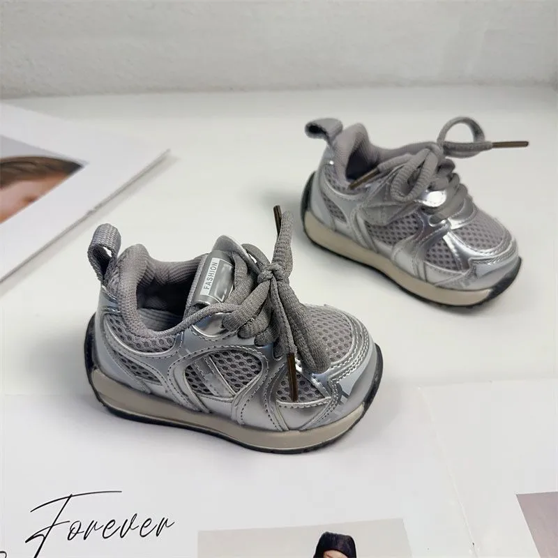 

2025 Toddler Kid Breathable Orbit Metallic Rubber Mesh Sneaker Children Casual Fashion Shoe Baby Boy Girl Sports Walking Shoes