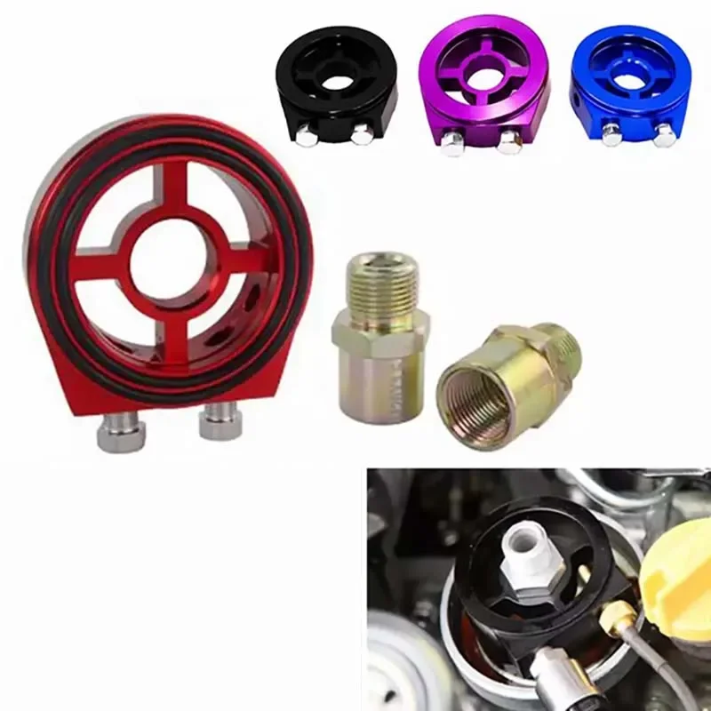 1 Set M20x1.5 3/4-16 Car Oil Filter Cooler Sandwich Plate Adapter Oil Pressure Temperature Adapter Car Accessories