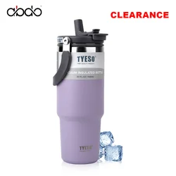 TYESO Cup Thermal Water Bottle Stainless Steel Thermos Bottle With Handle Straw Coffee Travle Mug Isotherm Flask Tumbler Drinks