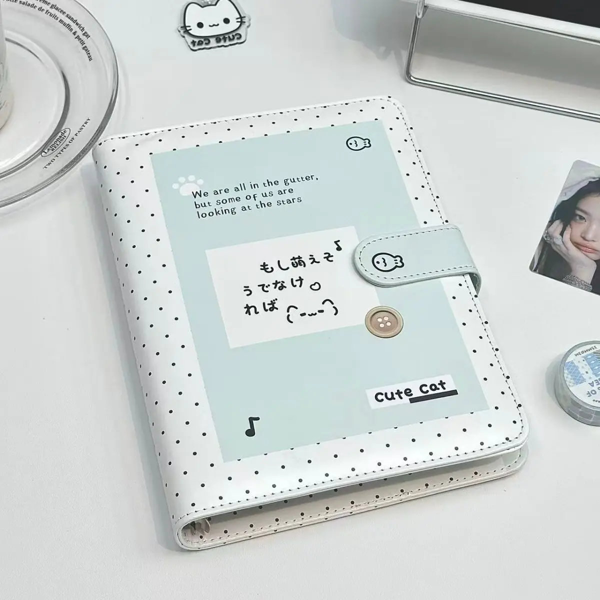 

K-Pop A5 Photo Card Album Korean Style PU Leather Binder for Polaroid 3-Inch Pictures IDOL Photo Collectible 포카 바인더