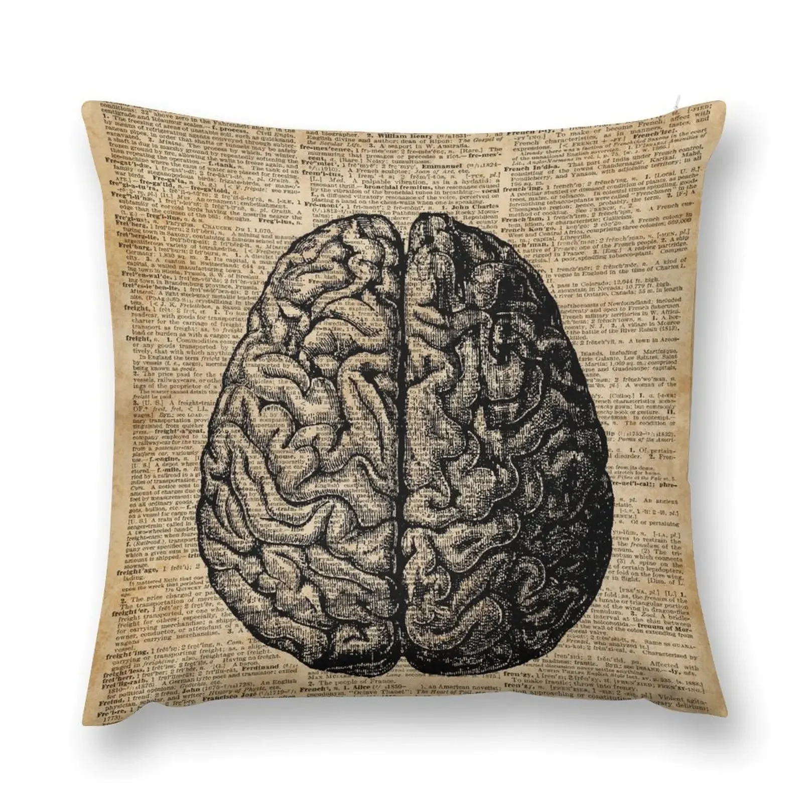 

Vintage Human Anatomy Brain Illustration Dictionary Book Page Art Throw Pillow Pillow Cases pillow