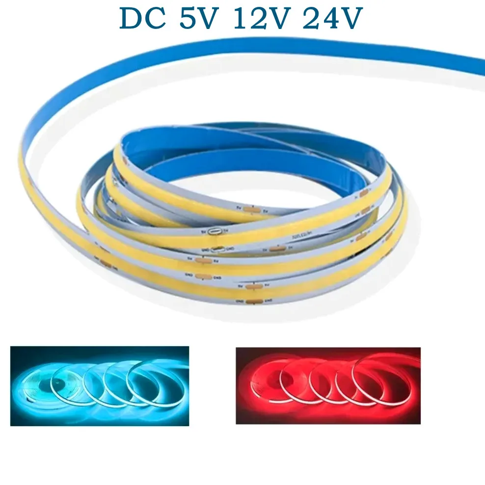 5v 12v 24v cob tira conduzida 320leds/m 8mm largura branco/rosa/vermelho/amarelo/azul gelo/verde tv backlight fita flexível corda iluminação led
