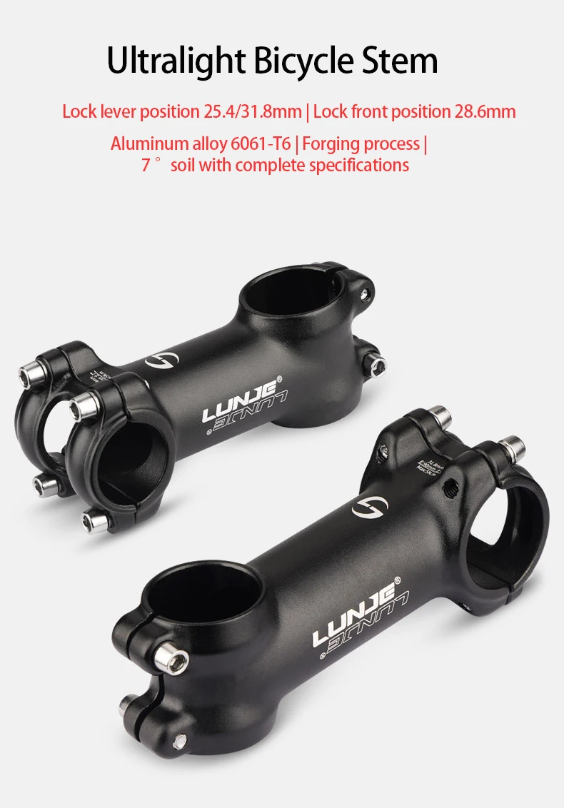 

Bicycle Powers 25.4 31.8 MTB Bicycle Handlebar Stem 7° Ultralight Road Bike Stem 50/60/80/100mm Mountain Bike Riser for Bicycle