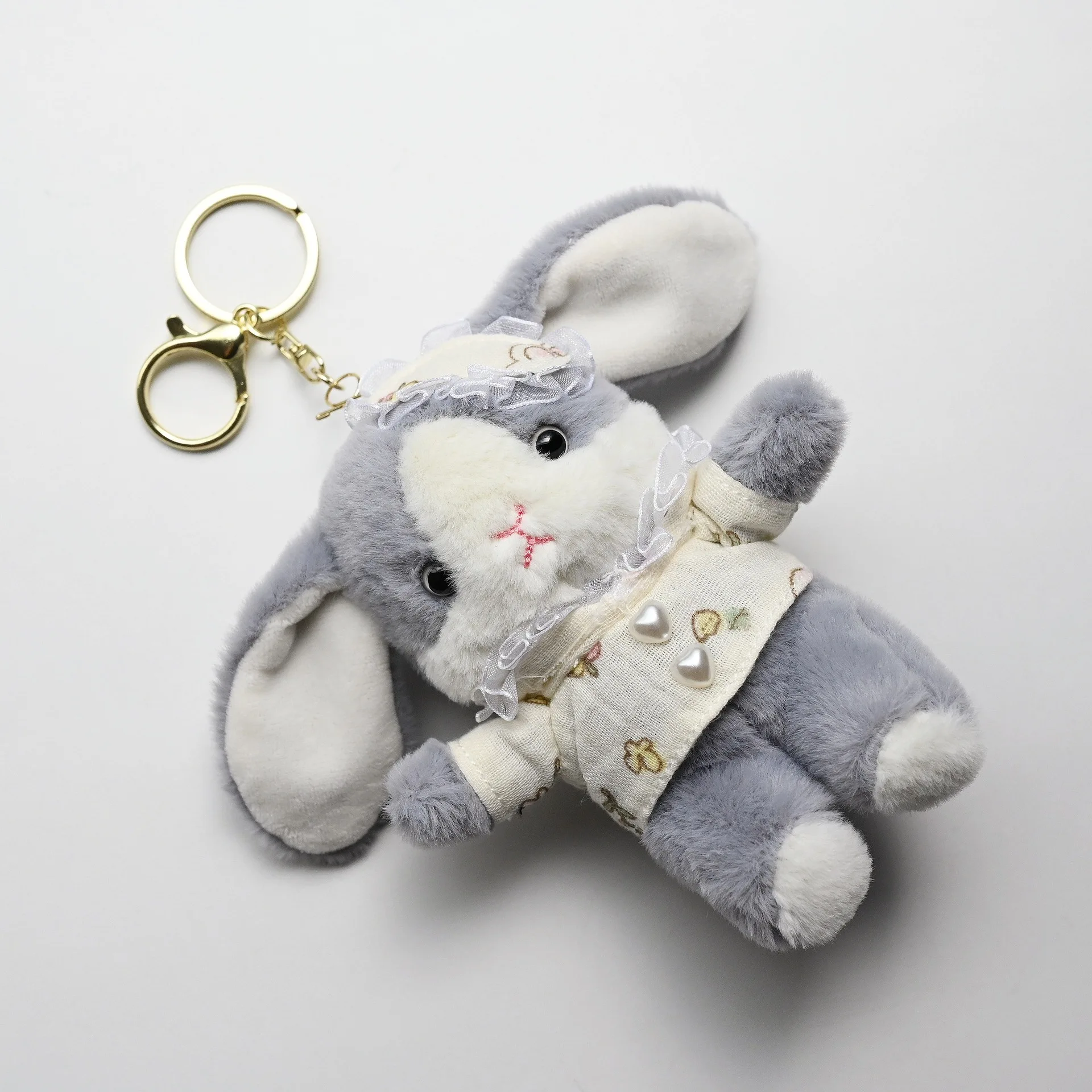 Cute Sweet Bunny Doll Plush Toy Pendant Keychain Cartoon Soft Plush Stuffed Animal Bunny Creative Backpack Decoration Girl Gift