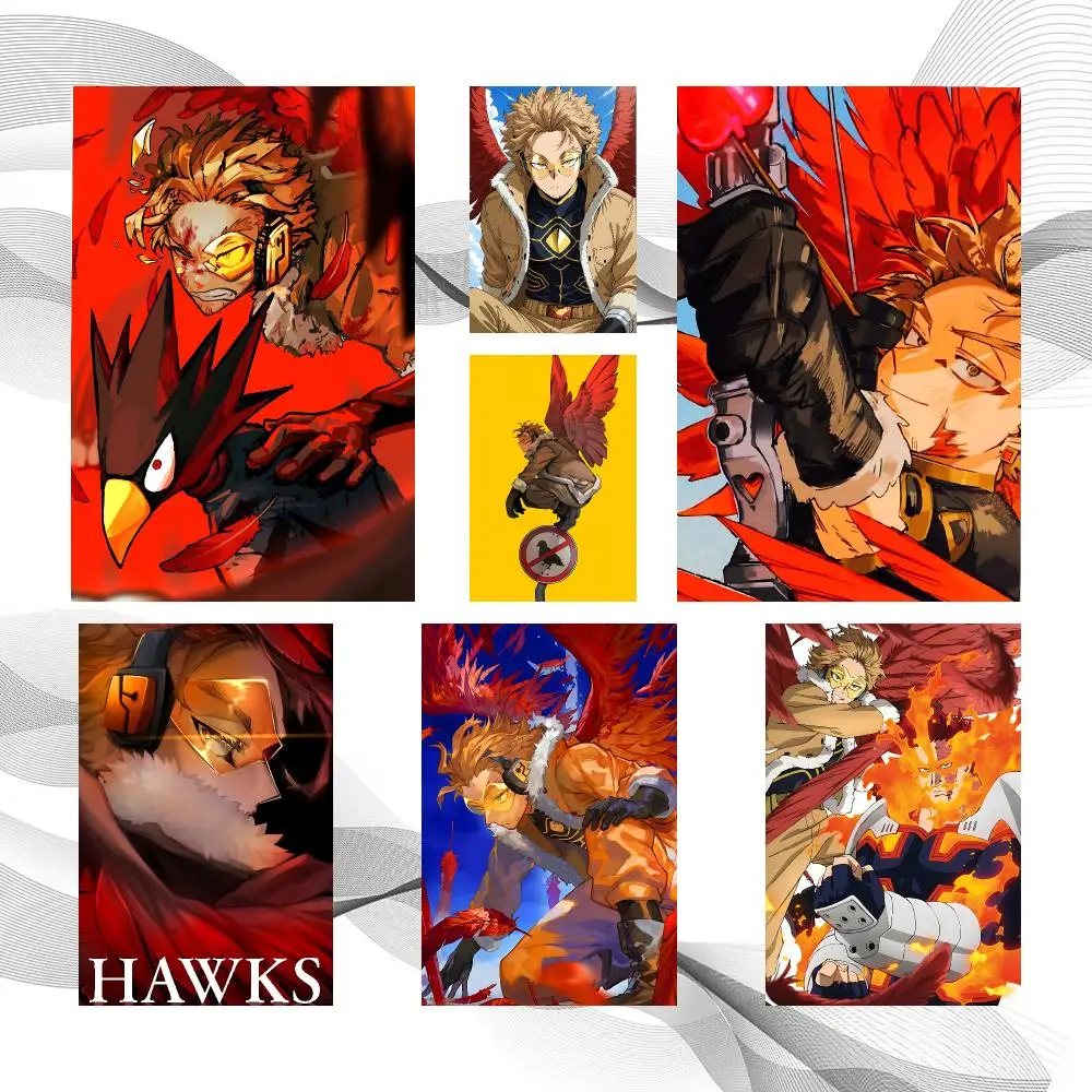 Anime MHA Hawks Poster Peel And Stick Wall Art Self Adhesive PP Waterproof Wall Decor Living Room Bedroom Gift