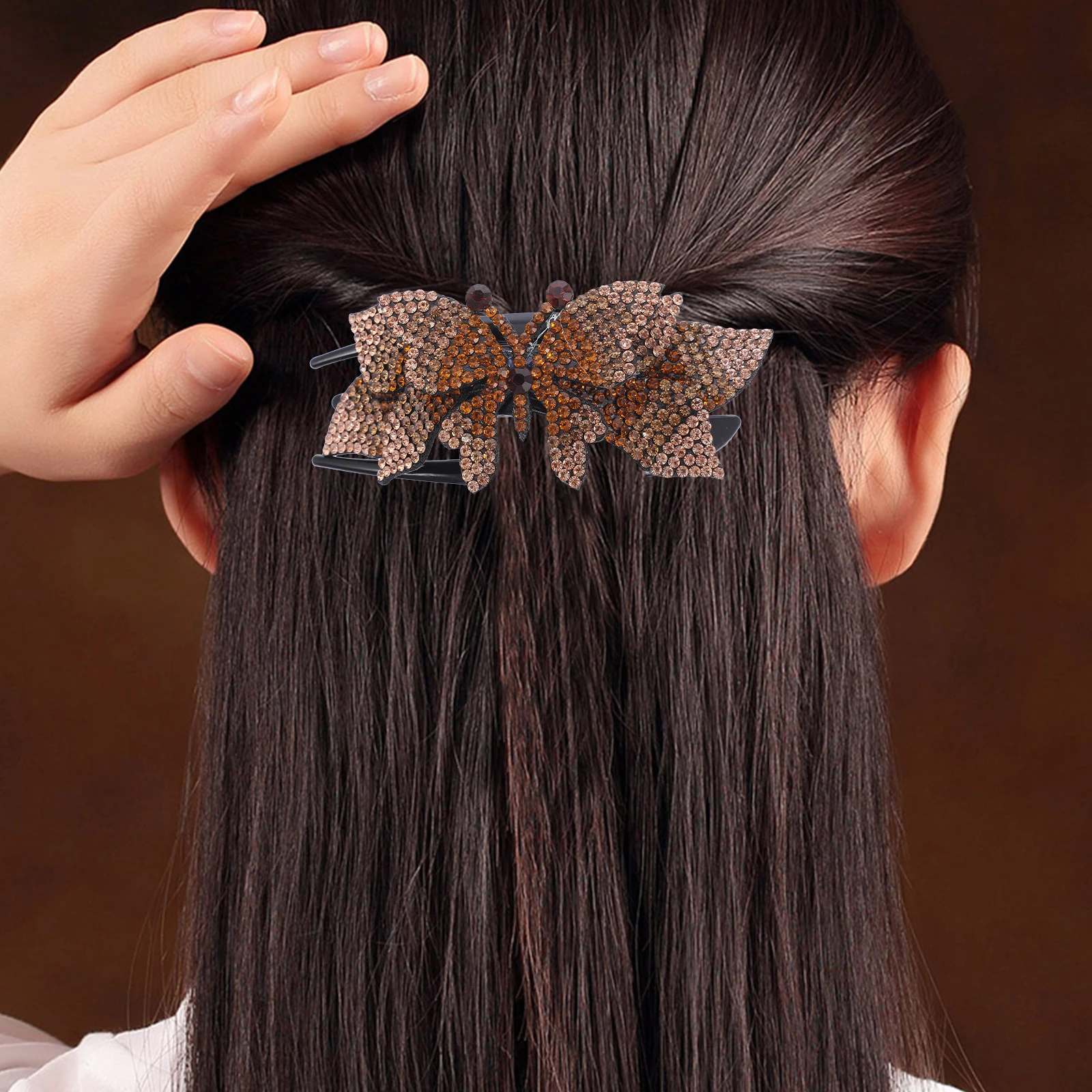 

Rhinestone Hair Clip Women Hair Accessory Stylish Bow Duckbill Clip Decorative Flowers Hairpin Wedding Party Accessories