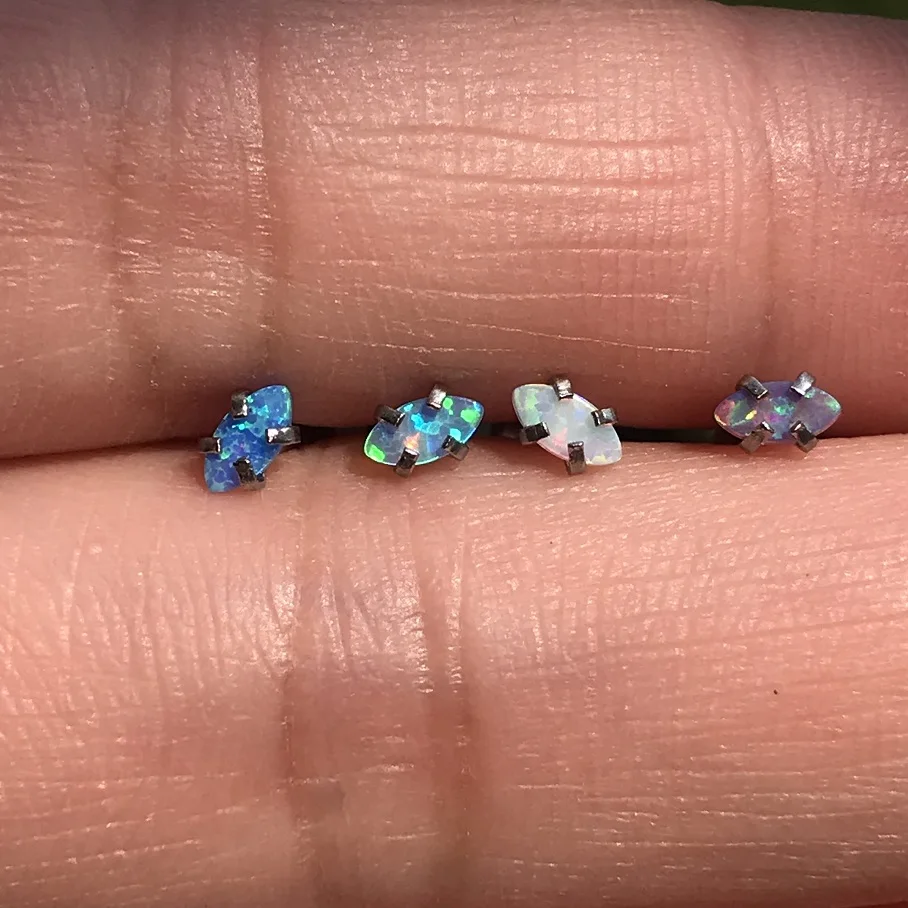 1Pc 16G Eye Opal Piercing Tragus Helix Daith Conch Cartilage Earring Surgical Steel Internal Thread Labret Rings Body Jewelry