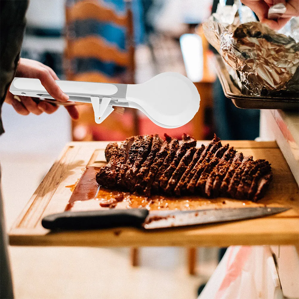 

2Pcs Anti-Scald Tongs with Stand Silicone Stainless Steel Serving Tongs for Salad Meat Bread Cake Outdoor Camping Cooking Grill