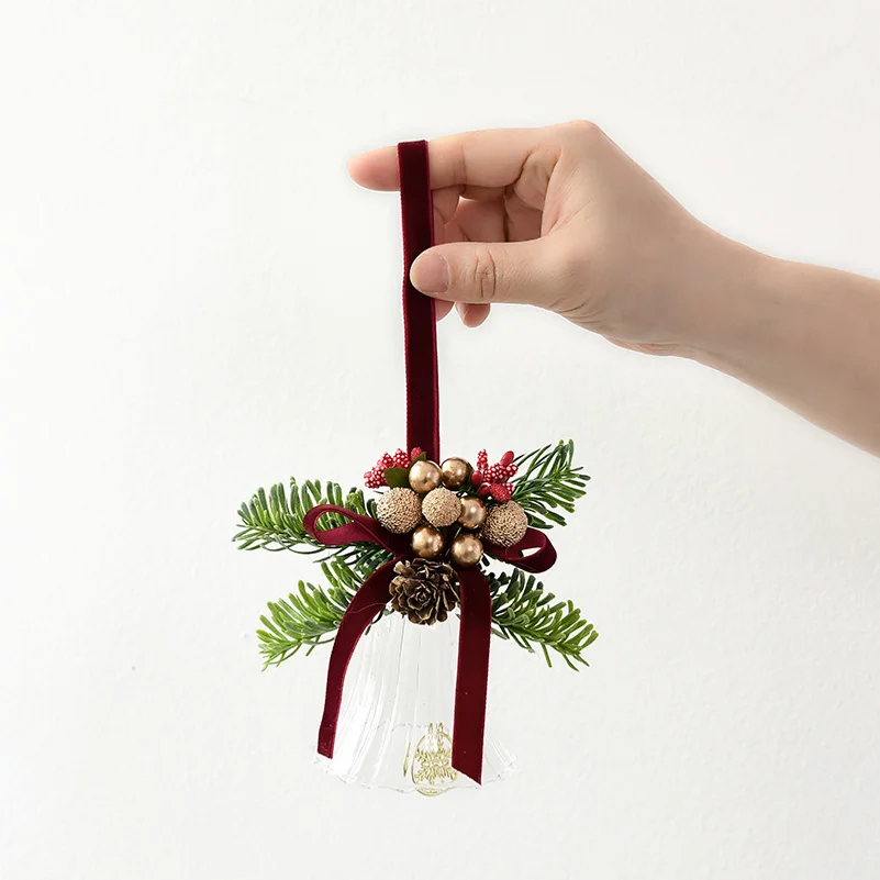 Christmas bell pendant 3D glass wind chime hanging decoration car ornament Christmas decorations Christmas tree setup