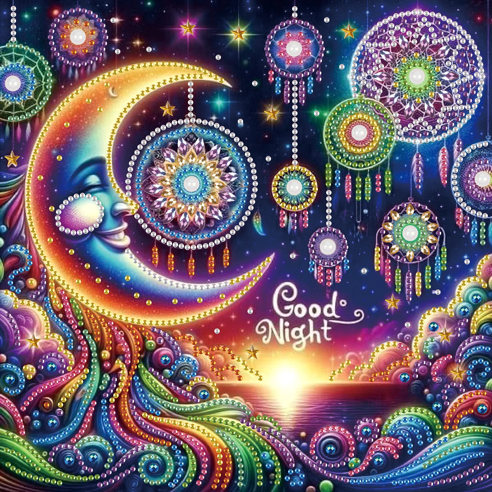 DIY Colorful Moon 5D Special Shape Diamond Art Kits for Beginners,Diamond Art Painting Kits for Home Wall Decoration Gift
