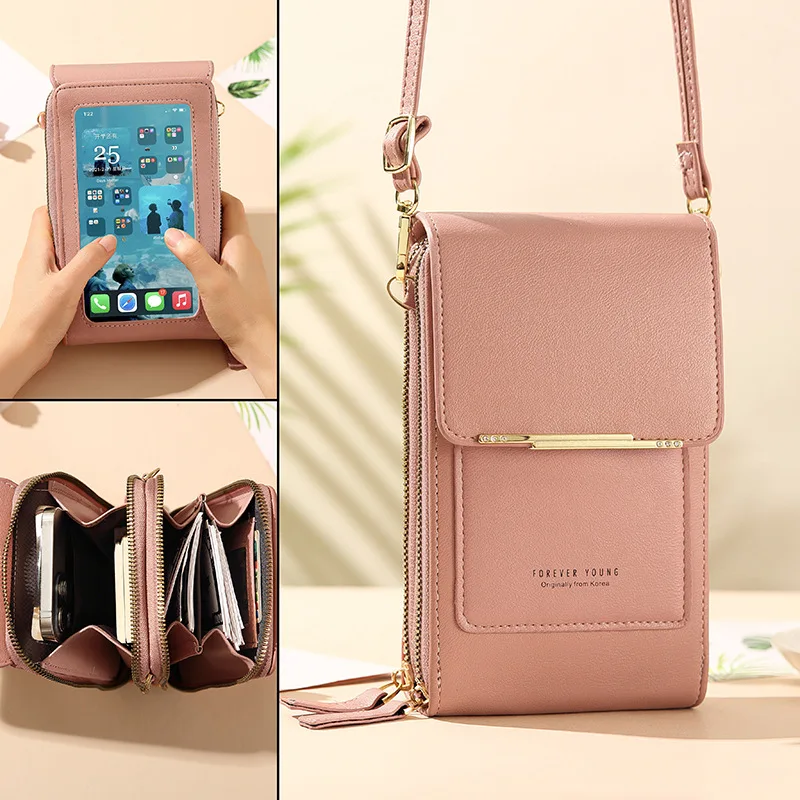 Touch Screen Mobile Phone Bag Solid Simple Wallet Single Shoulder Bag Oblique Straddle Bag Women's Bag &wallet