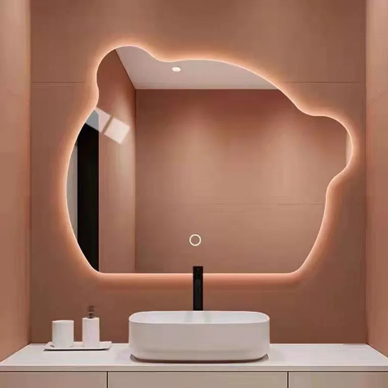 

Cute Aesthetic Mirror Modern Modern Big Size Universal Makeup Bathroom Creative Mirror Save Space Spiegels Ornaments Home Decor