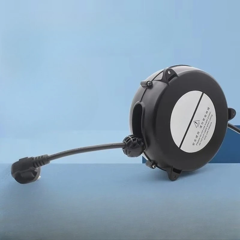 Power Cord Reel, EU Male & Female Plug, Retractable 5M Cable with Auto Power Off Function