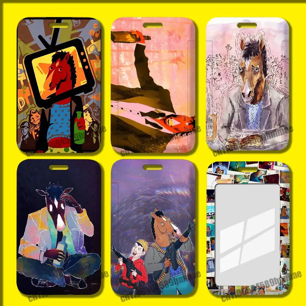 For B-BoJack Cartoon H-Horseman Employee ID Card Holder Office Badge Student Bank Work Credit Holders Hard Case Shell