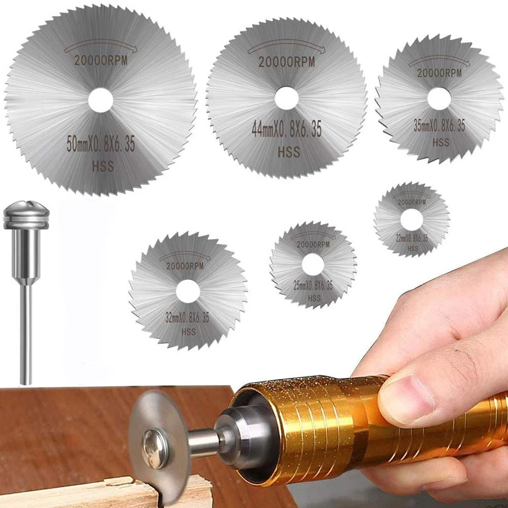 

7 шт., деревообрабатывающее лезвие для резки металла, электрическая дрель, дисковая пила, электрическая шлифовальная машина из высокоскоростной стали, небольшой набор инструментов для пилы