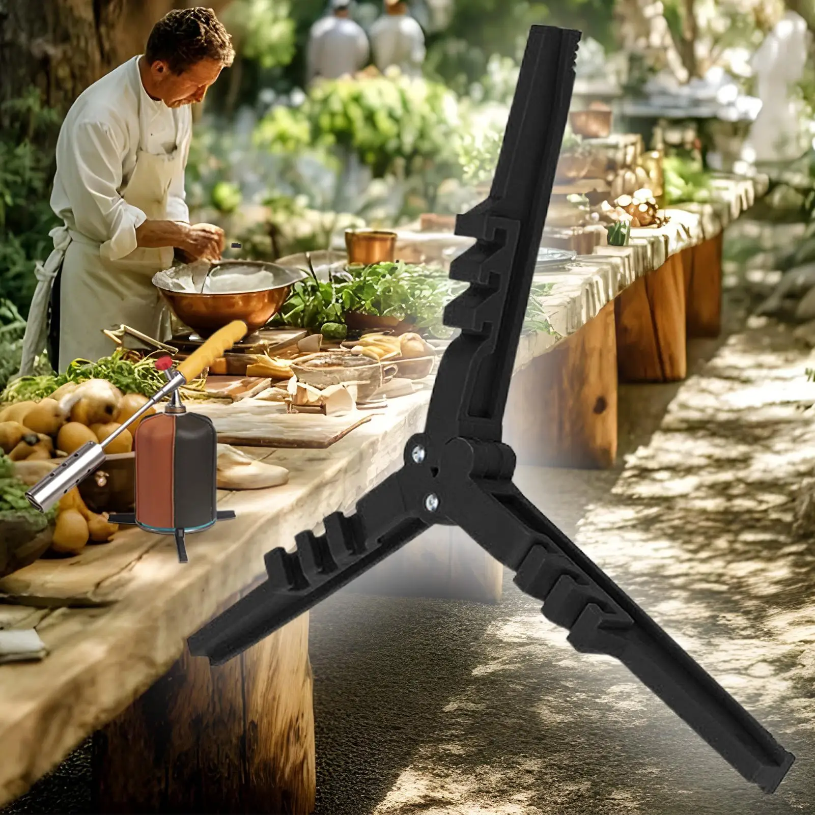 Camping Tank Bracket Triangle Folding Stove Standard Bottle Shelf Stand Fixing Holder Bracket Base Tripod Lightweight For