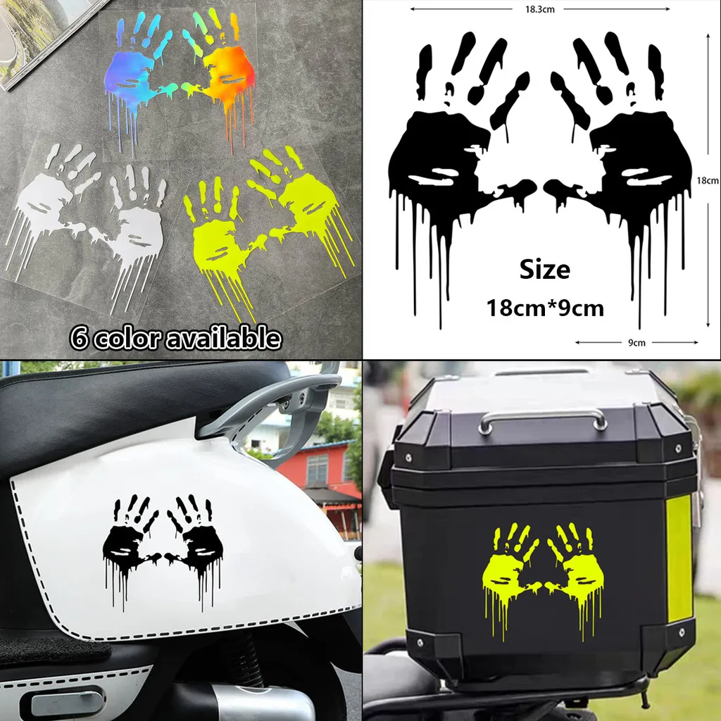 

1 Pair Zombie Bloody Hands Print Palm Sticker Motorcycle Body Waterproof Vinyl Decal