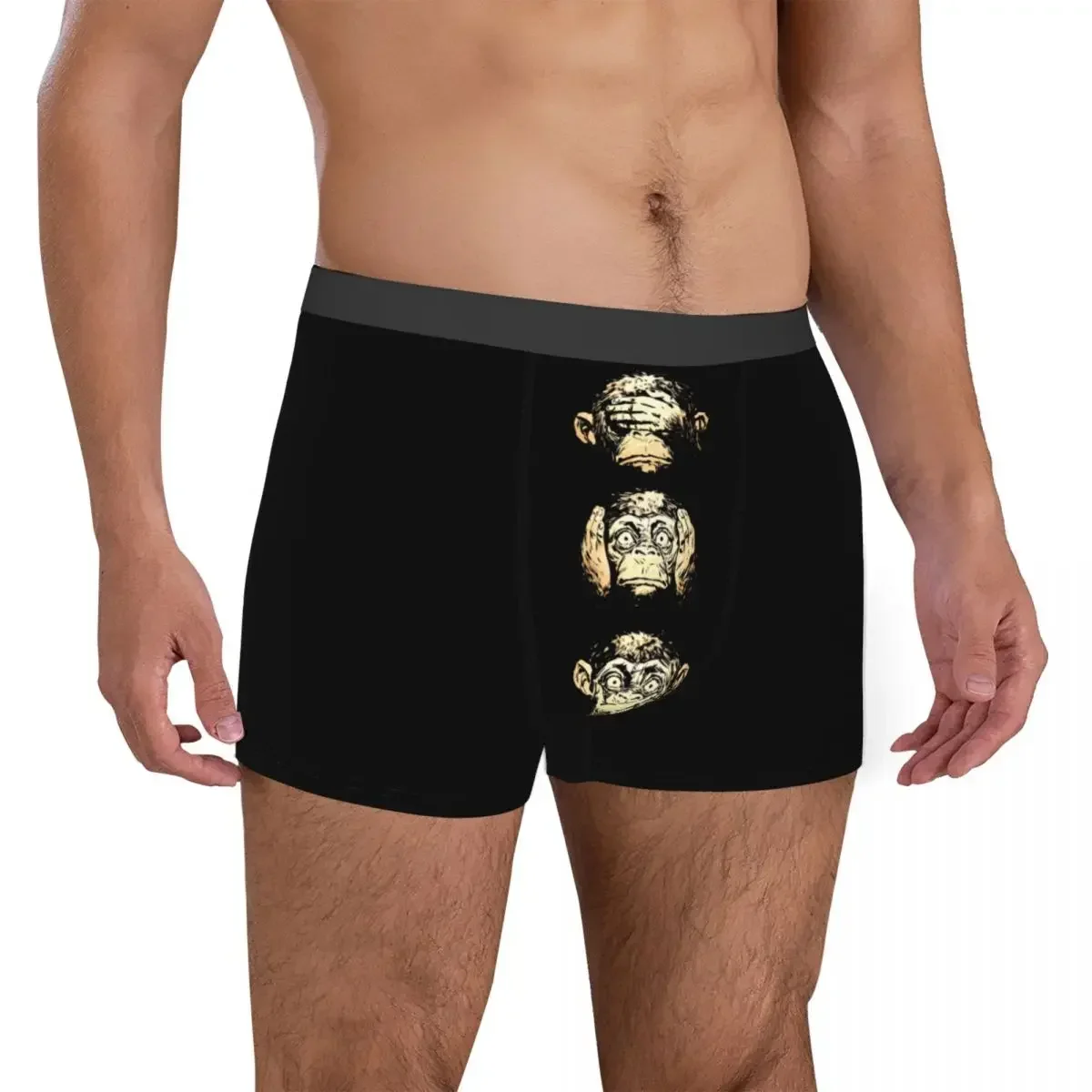 Man Three Wise Monkeys Underwear Monkey Animal Novelty Boxer Shorts Panties Male Soft Underpants