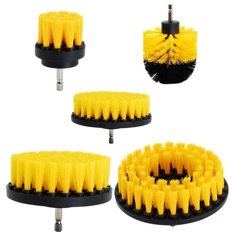 Brosse à récurer électrique 2/3.5/4/5 '', Kit de brosse de forage, brosse de nettoyage ronde en plastique pour tapis, vitres, pneus de voiture, brosses en Nylon