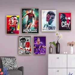 R-Ronaldo Football C-CR7 Poster Self-adhesive Art Poster Retro Kraft Paper Sticker DIY Room Bar Cafe Vintage Decorative