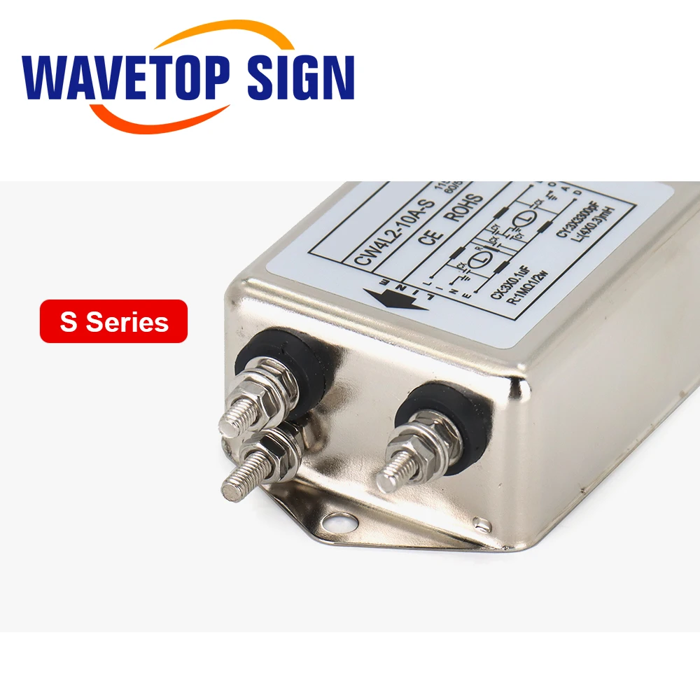 WaveTopSign Power EMI Filter CW4L2-10A-T/S CW4L2-20A-T/S Single Phase AC 115V / 250V 20A 50/60HZ