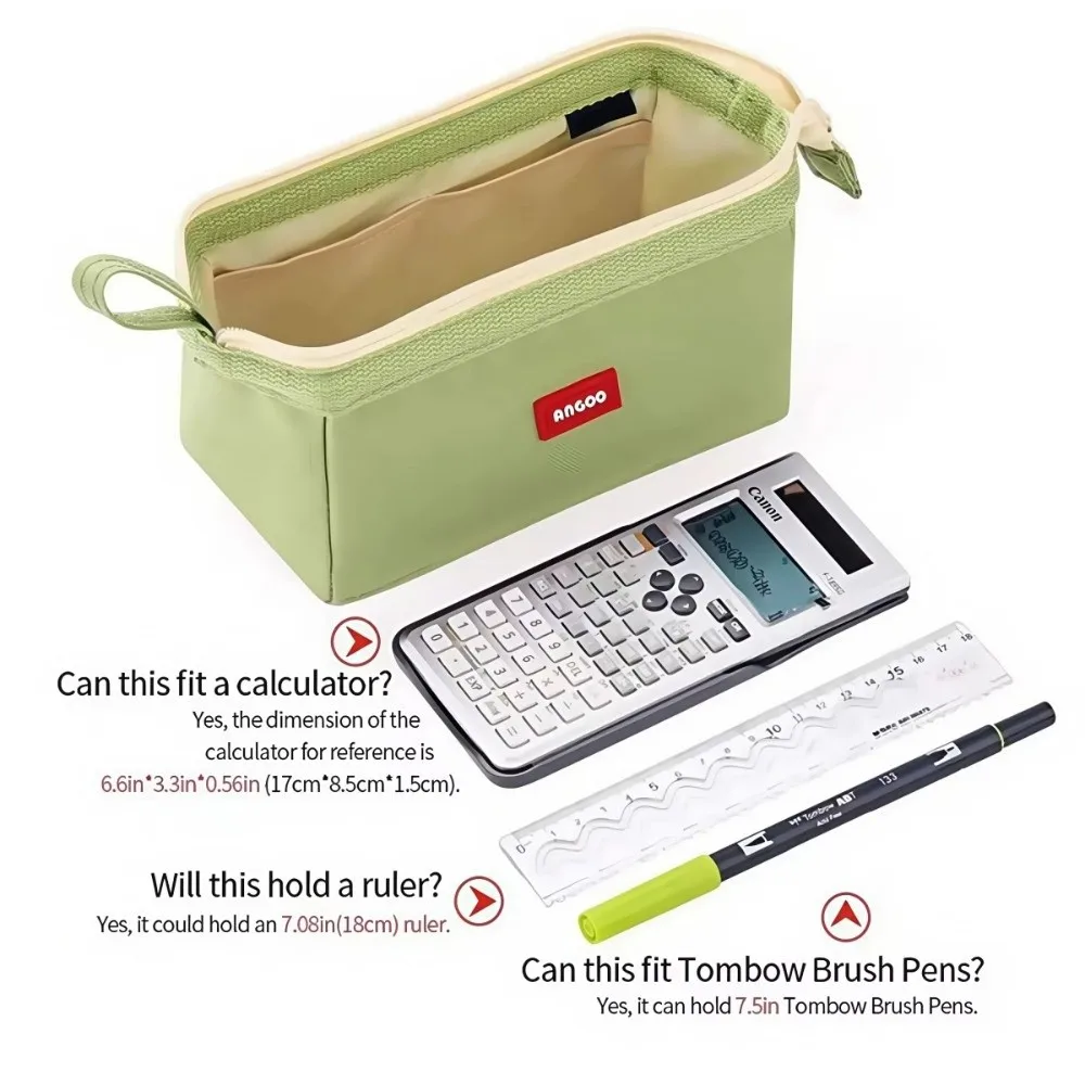 New Solid Color Pen Bag Multilayer Large Capacity Pencil Case Zipper Design Portable Stationery Organizer Students