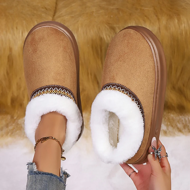 Winter Flauschige frauen Hausschuhe Hause Casual Plüsch Stiefeletten Weibliche Fuzzy Pelz Luxus Designer Plattform Schuhe Mädchen Indoor Outdoor