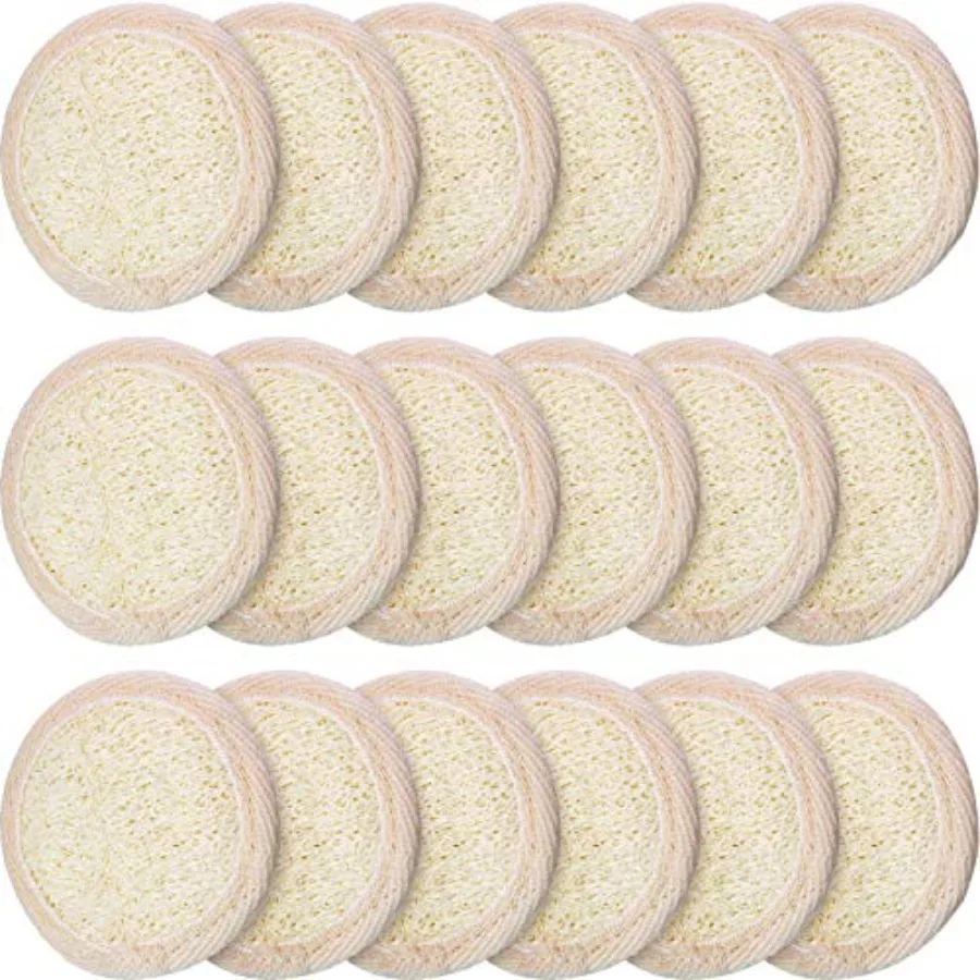 18 Packs Exfoliating Loofah Sponge Pads Mini Facial Body Bath Shower Loofah Sponge Pad Natural Exfoliating Scrubber Brush for W